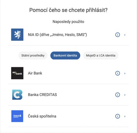 Jak vybrat přihlášení do NIA